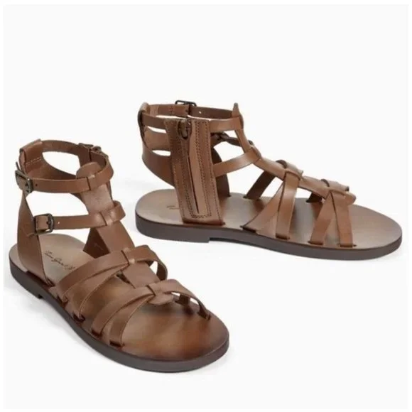 Zara Shoes Zara Sz 364y Brown Gladiator Leather Sandals Poshmark